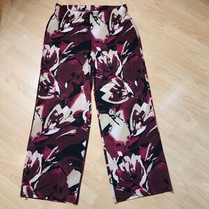 Chico's Size Large Tall Slinky Pull On Wide Leg Pants Red Wine Travelers Stretch